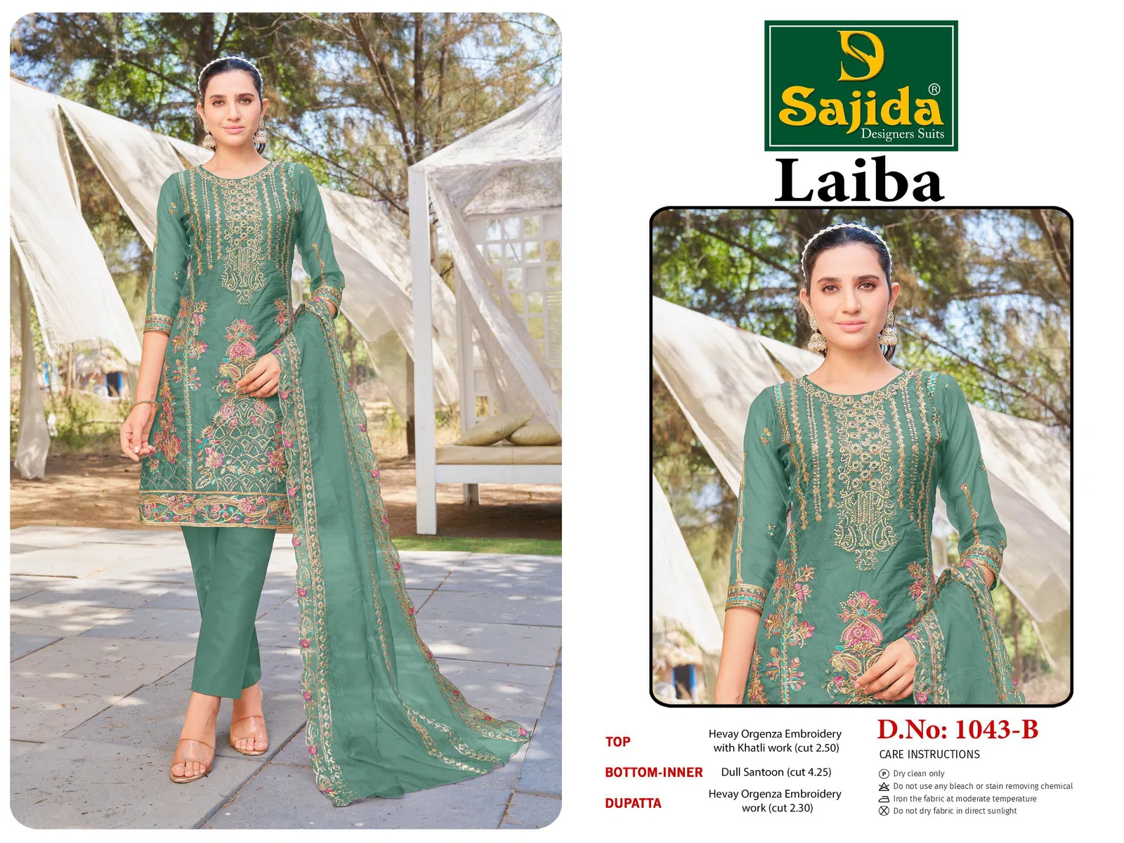 Laiba Vol1 By Sajida Organza Embroidery Designer Suit Suppliers In India